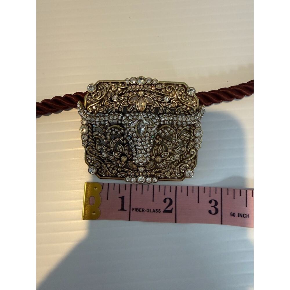 HEIDI DAUS WESTERN LONG HORN Crystal Pin/Brooch & Cord Necklace Set RARE UNIQUE - Picture 16 of 16